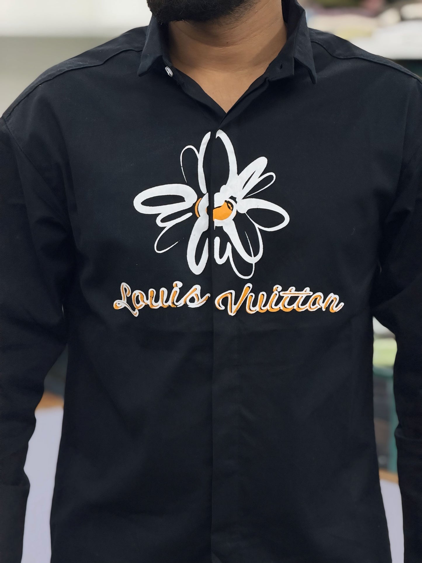 Men’s Black Butterfly Graphic Print Shirt – Stylish Street Style Cotton Casual Shirt