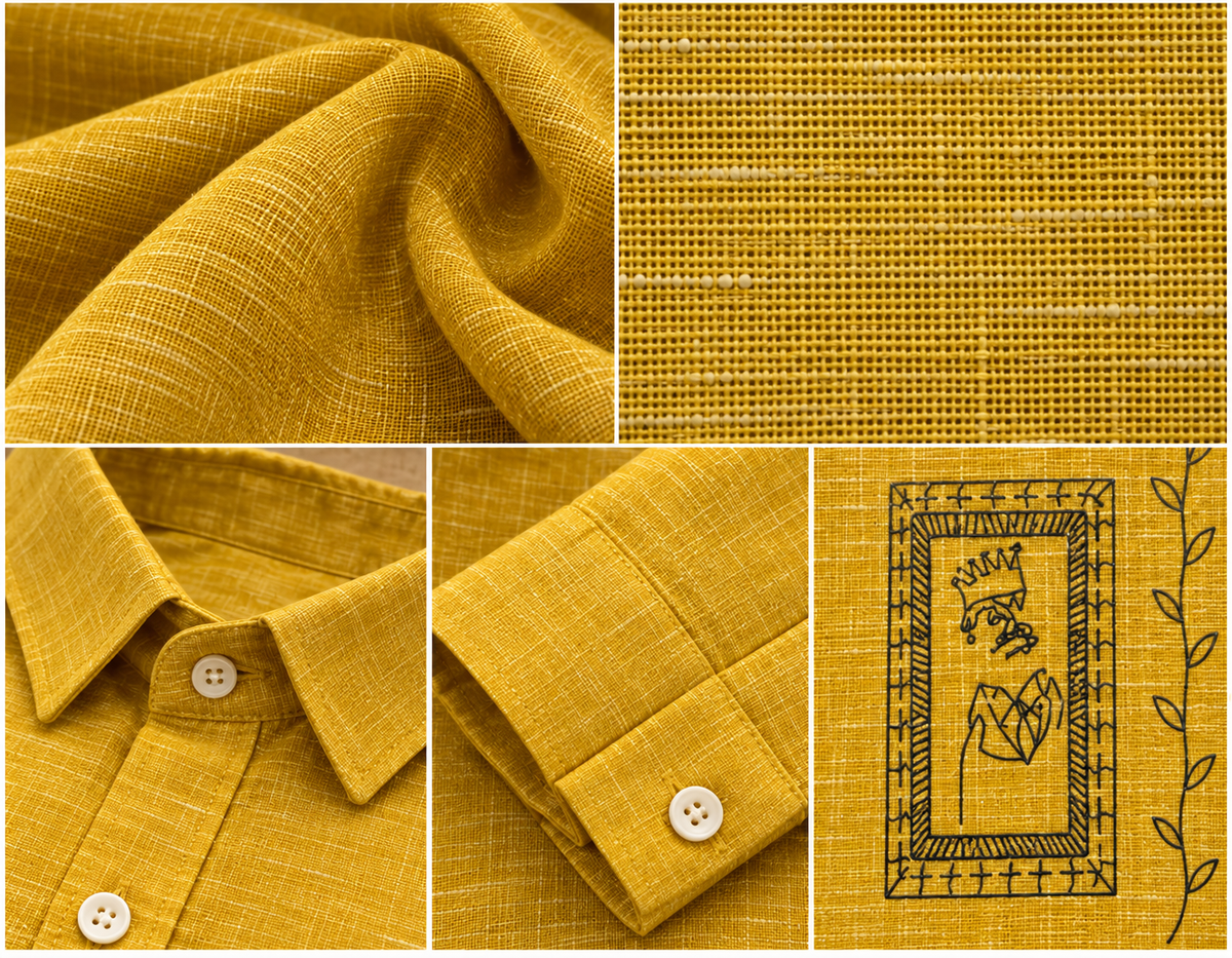 Men's Premium Yellow Embroidered Kurta Shirt | Stylish Festive Ethnic Wear