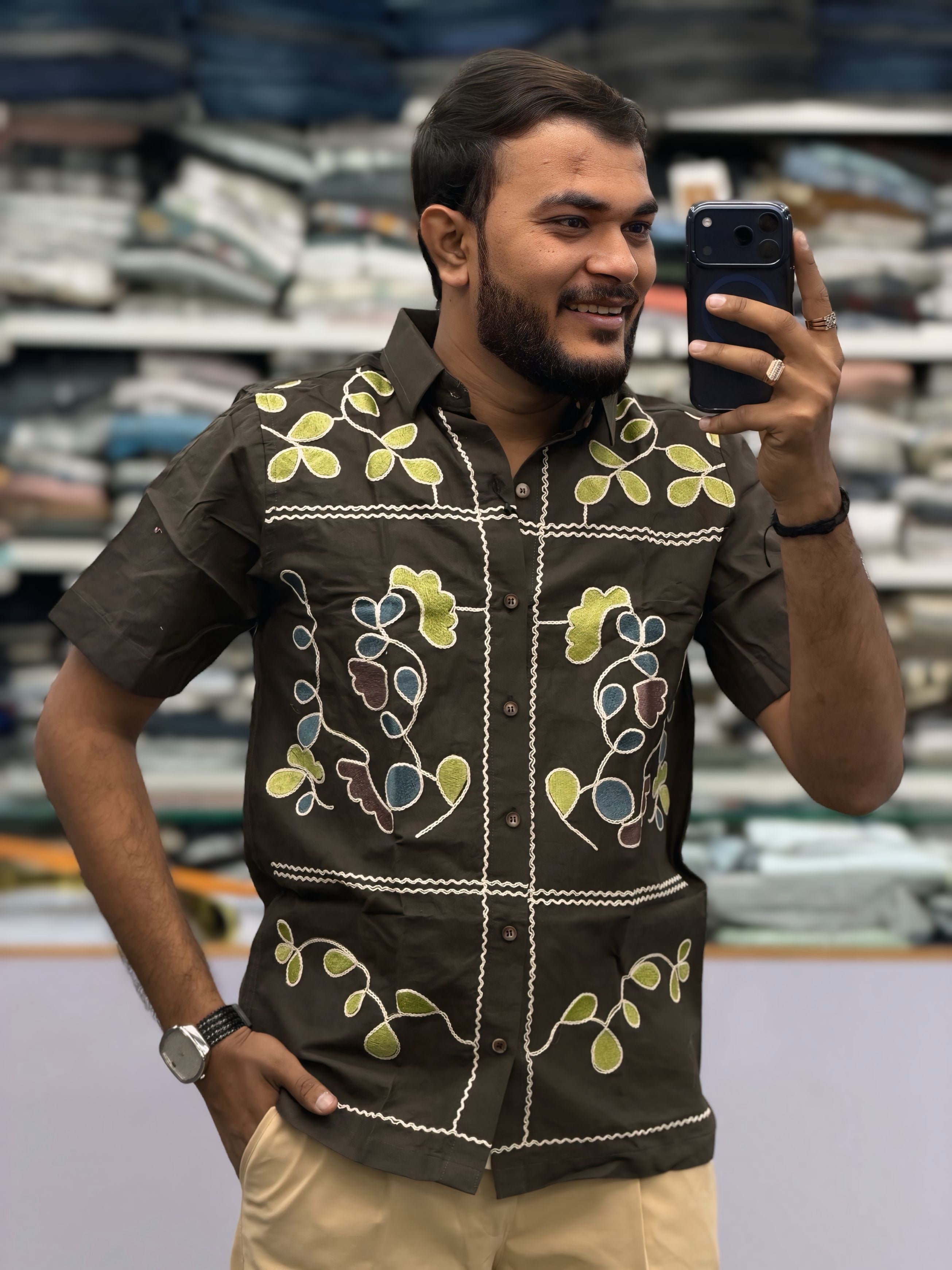 🤩 PREMIUM FLORAL EMBROIDERY COTTON SHIRT 🤩