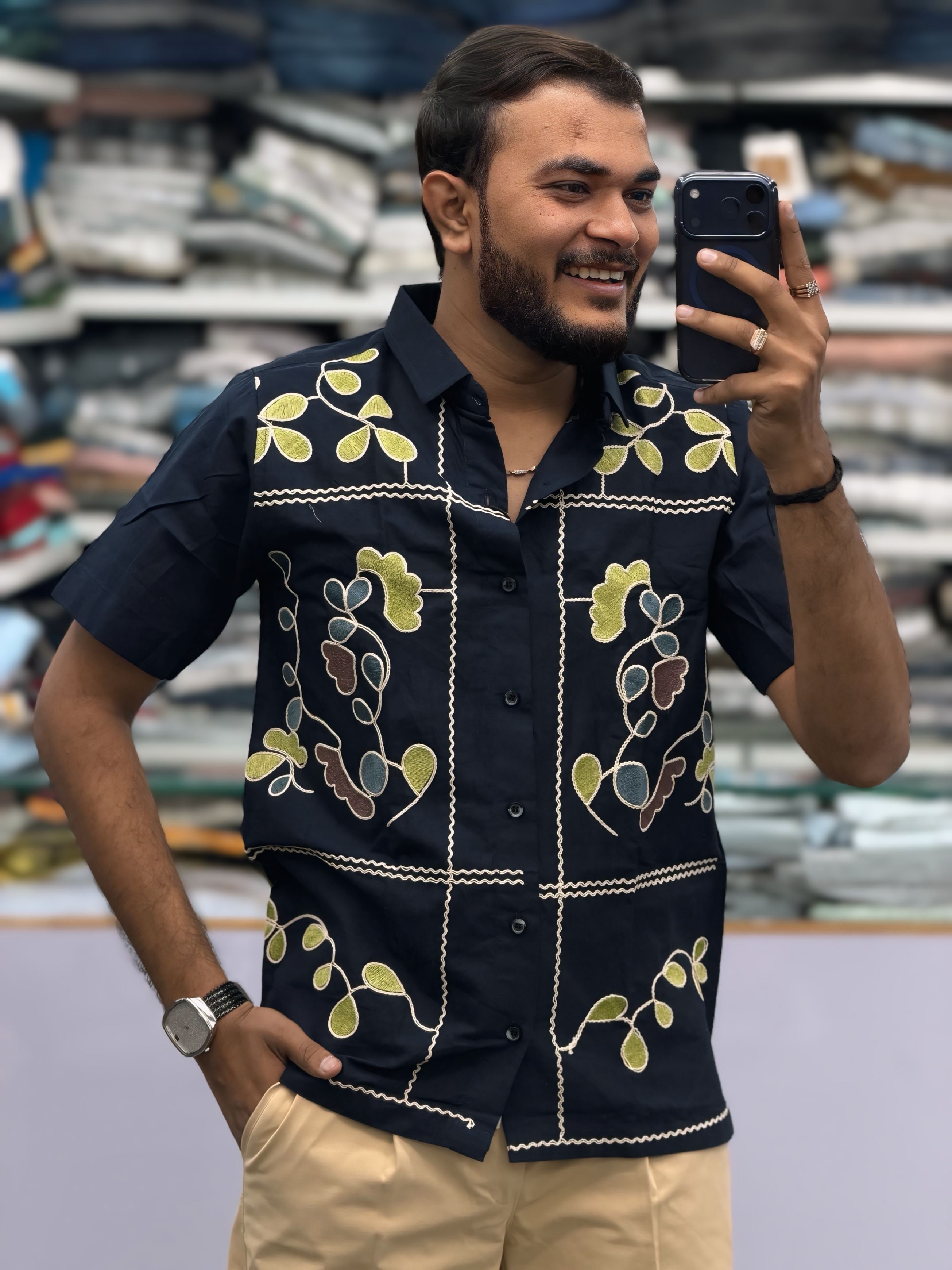 🤩 PREMIUM FLORAL EMBROIDERY COTTON SHIRT 🤩