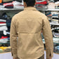 Men’s Khaki Casual Cotton Shirt with Contrast Brown Placket & Designer Pocket Panel – Premium Stylish Shirt