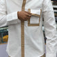 Men’s White Casual Cotton Shirt with Contrast Beige Placket & Designer Pocket – Premium Stylish Shirt