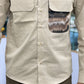 Men’s Beige Casual Cotton Shirt with Contrast Designer Pocket – Premium Smart Casual Shirt
