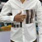 Men’s White Casual Cotton Shirt with Striped Designer Panels Shirts