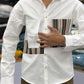 Men’s White Casual Cotton Shirt with Striped Designer Panels Shirts