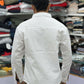 Men’s White Casual Cotton Shirt with Striped Designer Panels Shirts