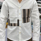 Men’s White Casual Cotton Shirt with Striped Designer Panels Shirts