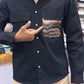 Men’s Black Casual Cotton Shirt with Contrast Printed Pocket – Modern Designer Shirt