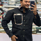 Men’s Black Casual Cotton Shirt with Paisley Contrast Pocket – Stylish Designer Shirt