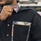 Men’s Black Casual Cotton Shirt with Paisley Contrast Pocket – Stylish Designer Shirt