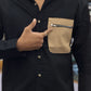 Men’s Black Casual Cotton Shirt with Beige Contrast Zipper Pocket – Stylish Designer Shirt