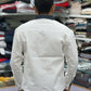 Men’s White Cotton Casual Shirt with Black Zipper Pocket – Modern Designer Shirt