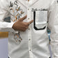 Men’s White Floral Graphic Print Shirt with Contrast Pocket – Stylish Casual Cotton Shirt