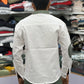 Men’s White Graphic Print Shirt with Typography Design – Stylish Street Style Cotton Shirt
