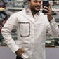 Men’s White Cotton Shirt with Paisley Contrast Pocket – Premium Stylish Casual Shirt