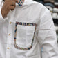 Men’s White Cotton Shirt with Paisley Contrast Pocket – Premium Stylish Casual Shirt