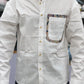 Men’s White Cotton Shirt with Paisley Contrast Pocket – Premium Stylish Casual Shirt