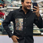 Men’s Black Cotton Shirt with Paisley Designer Pocket – Stylish Casual Fashion Shirt