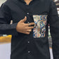 Men’s Black Cotton Shirt with Paisley Designer Pocket – Stylish Casual Fashion Shirt