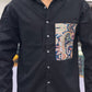 Men’s Black Cotton Shirt with Paisley Designer Pocket – Stylish Casual Fashion Shirt