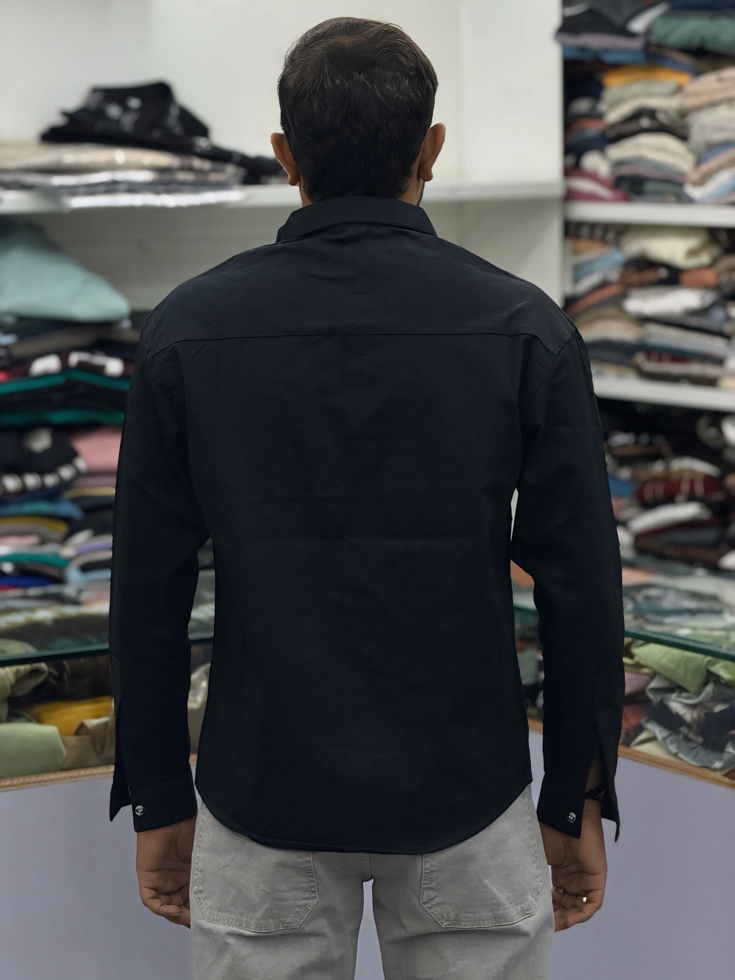 Men’s Black Butterfly Graphic Print Shirt – Stylish Street Style Cotton Casual Shirt