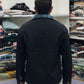 Men’s Black Cotton Shirt with Contrast Plaid Pocket – Stylish Casual Designer Shirt