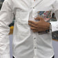 Men’s White Cotton Shirt with Paisley Designer Pocket – Premium Casual Fashion Shirt