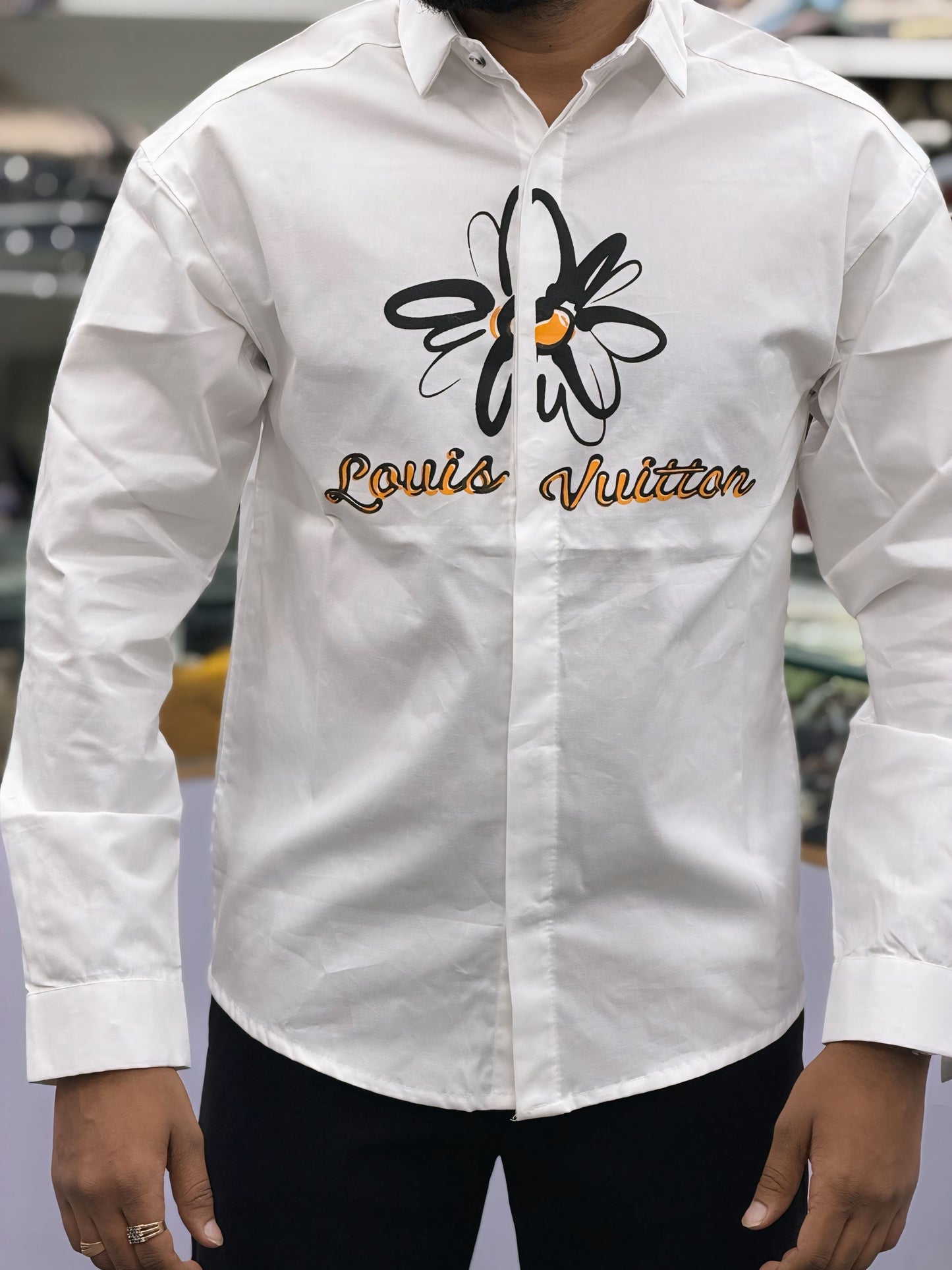 Men’s White Butterfly Graphic Print Shirt – Stylish Casual Cotton Designer