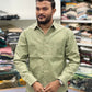 Men’s Olive Green Cotton Shirt with Embroidered Pocket