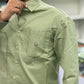 Men’s Olive Green Cotton Shirt with Embroidered Pocket