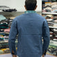 Men’s Steel Blue Cotton Shirt with Contrast Designer Pocket