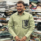 Men’s Olive Green Casual Cotton Shirt with Printed Designer Pocket – Trendy Stylish Smart Casual Shirt