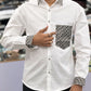 Men’s White Cotton Shirt with Designer Pattern Collar, Cuff & Pocket – Premium Stylish Casual Shirt for Men