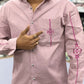 Men’s Dusty Pink Cotton Shirt with Embroidery Sleeve & Pocket Design – Premium Stylish Casual Shirt for Men