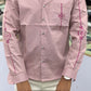 Men’s Dusty Pink Cotton Shirt with Embroidery Sleeve & Pocket Design – Premium Stylish Casual Shirt for Men