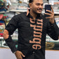 Men’s Black Typography Print Shirt with Contrast Design – Stylish Streetwear Casual Shirt for Men