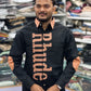 Men’s Black Typography Print Shirt with Contrast Design – Stylish Streetwear Casual Shirt for Men