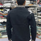 Men’s Black Designer Shirt with Pattern Pocket & Contrast Collar/Cuff – Premium Stylish Casual Shirt for Men