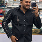 Men’s Black Embroidered Shirt with Sleeve & Pocket Design – Premium Stylish Casual Shirt for Men