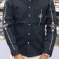 Men’s Black Embroidered Shirt with Sleeve & Pocket Design – Premium Stylish Casual Shirt for Men