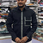 Men’s Black Contrast Piping Shirt with Utility Pocket – Modern Stylish Casual Shirt for Men