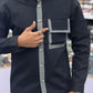 Men’s Black Contrast Piping Shirt with Utility Pocket – Modern Stylish Casual Shirt for Men