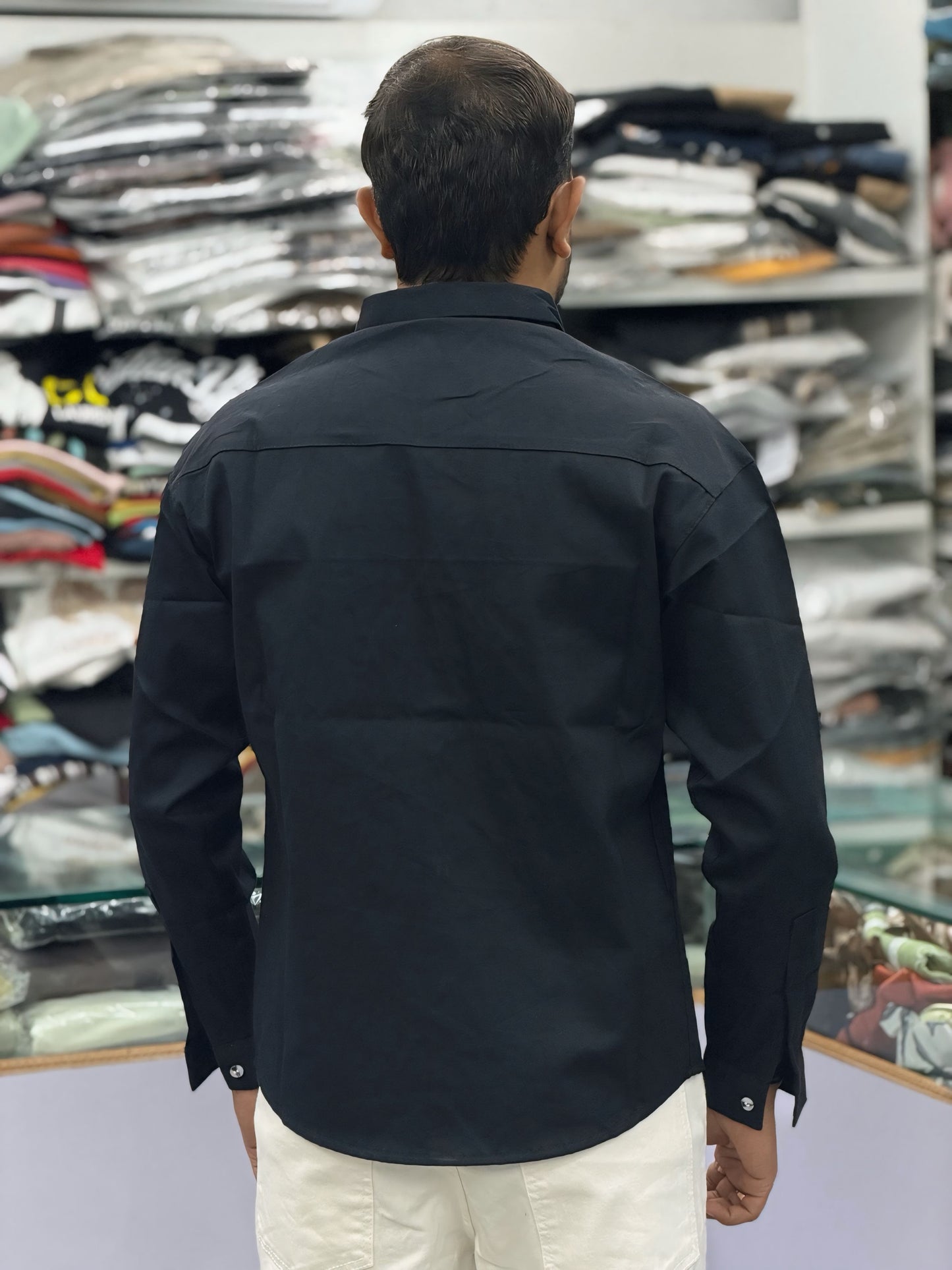 Men’s Black Paisley Pocket Shirt – Stylish Printed Casual Shirt for Men