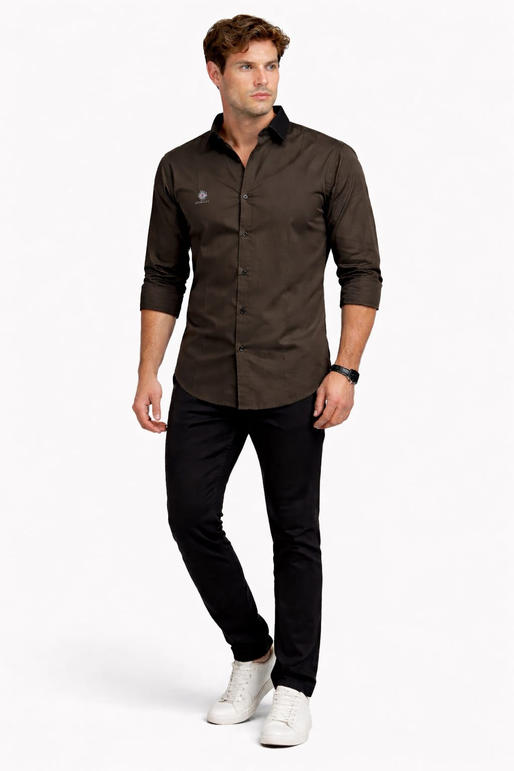 CHANGE COLLAR SHIRT - BROWN