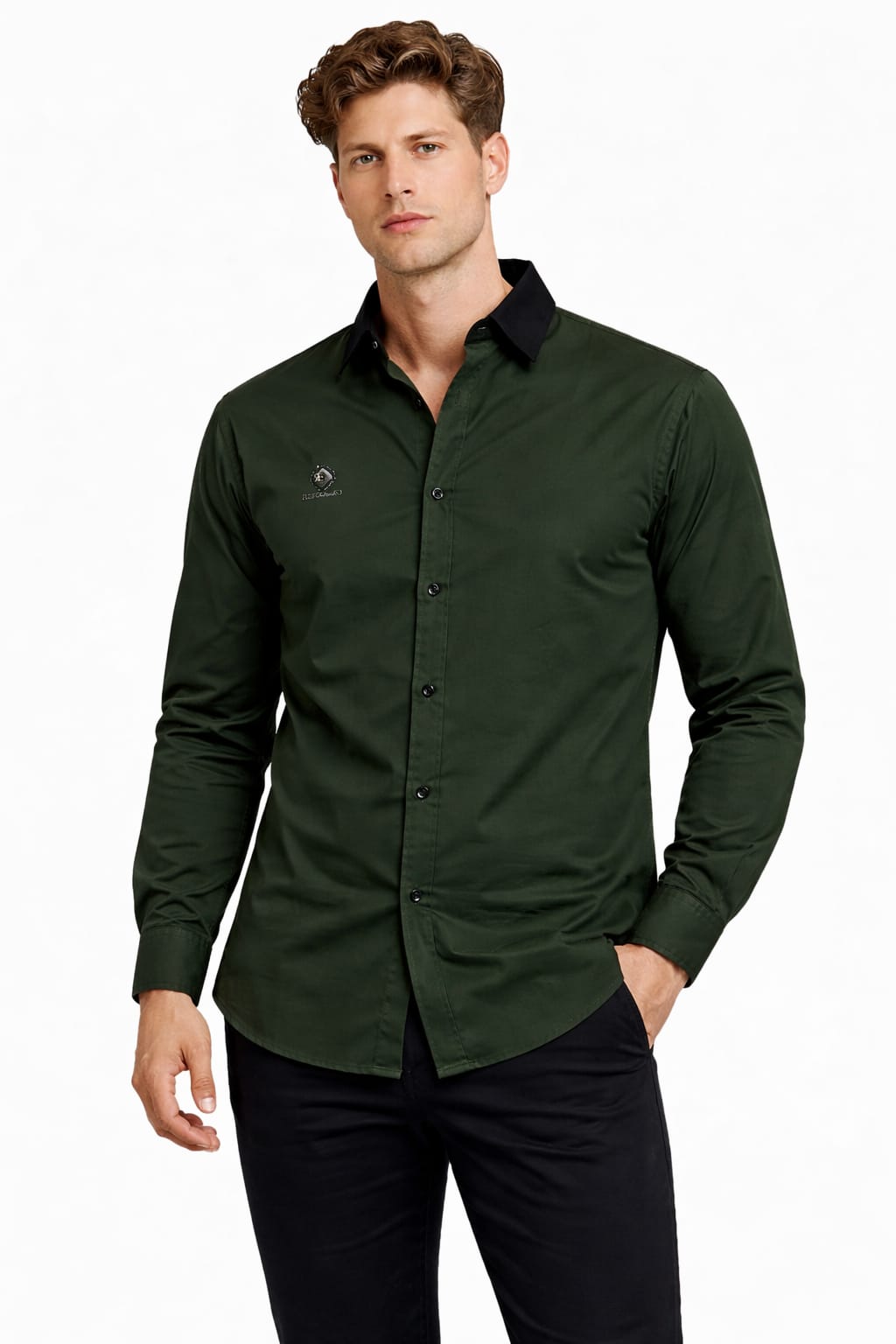 CHANGE COLLAR SHIRT- DARK GREEN