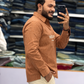 Men's Rust Brown Striped Kurta Shirt – Stylish Full Sleeve Ethnic Casual Wear