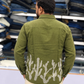Men’s Olive Green Cactus Embroidered Slub Kurta Shirt | Textured Festive Ethnic Wear