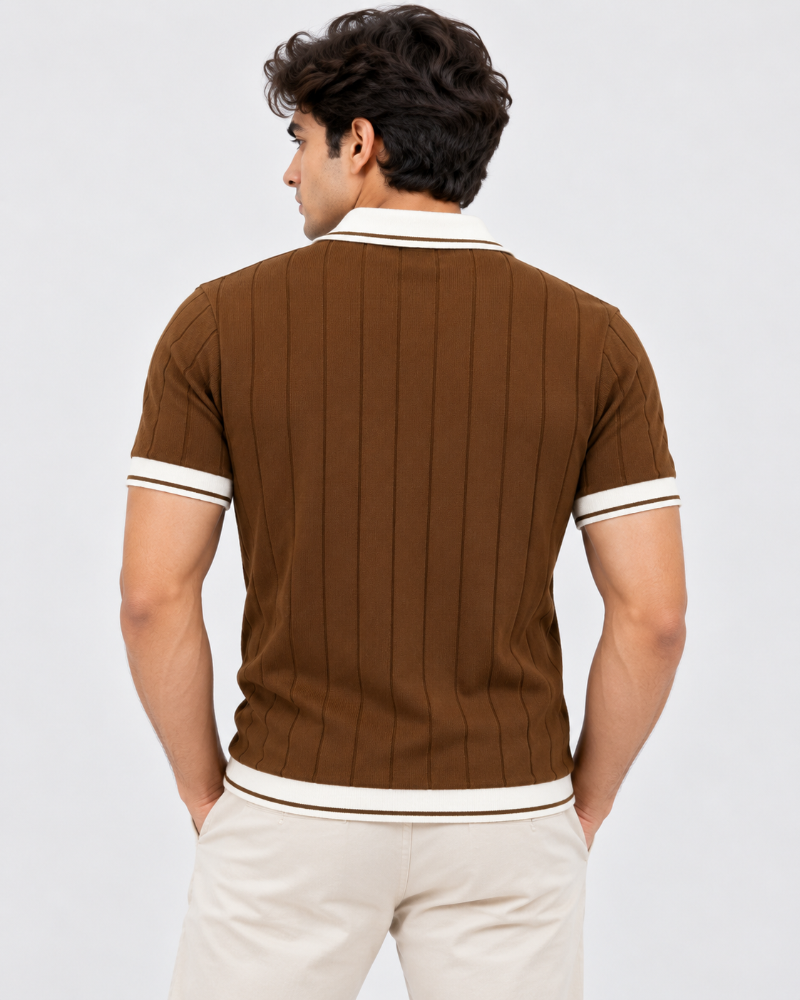 Cocoa Royale Textured Contrast Polo T-Shirt for Men