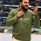 Men's Olive Green Striped Kurta Shirt – Stylish Full Sleeve Ethnic Casual Wear