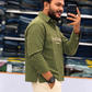 Men's Olive Green Striped Kurta Shirt – Stylish Full Sleeve Ethnic Casual Wear